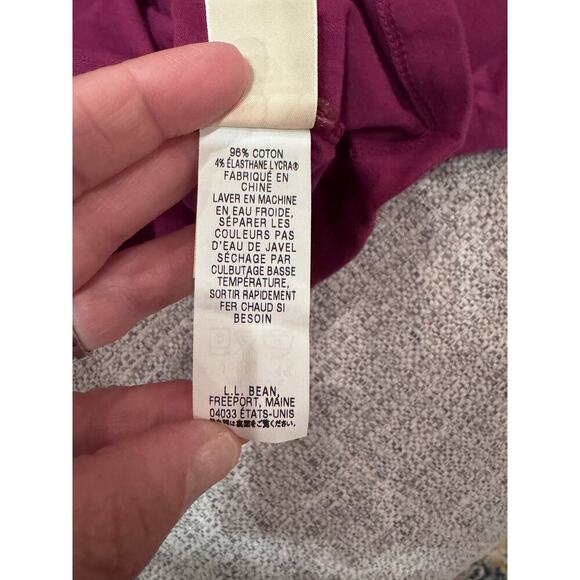 LL Bean Magenta Plum Long Sleeve Cotton Round Neck Ruffles Buttons Shirt Plus 3X - Picture 8 of 8
